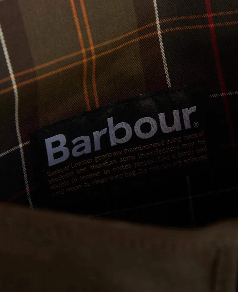 Barbour Wax Leather Tarras Bag in Olive-4